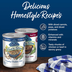 Blue Buffalo Blue's Stew Natural Wet Dog Food, Made with Natural Ingredients, Hearty Beef and Country Chicken Variety Pack