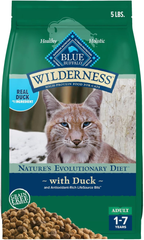 Blue Buffalo Wilderness Nature's Evolutionary Diet High-Protein, Grain-Free Natural Dry Food for Adult Cats, Duck