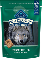 Blue Buffalo Wilderness Trail Treats High Protein Grain Free Dog Biscuits Crunchy Dog Treats, Duck Recipe