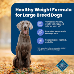Blue Buffalo Life Protection Formula Healthy Weight Large Breed Adult Dry Dog Food for Weight Control, Made with Natural Ingredients, Chicken & Brown Rice Recipe