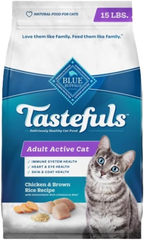 Blue Buffalo Tastefuls Natural Dry Food for Active Adult Cats, Chicken and Brown Rice Recipe
