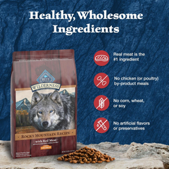 Blue Buffalo Wilderness Rocky Mountain Recipe High-Protein Large Breed Adult Dry Dog Food, Made in the USA with Natural Ingredients Plus Wholesome Grains, Red Meat