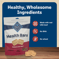 Blue Buffalo Health Bars Crunchy Dog Biscuits, Oven-Baked With Natural Ingredients, Beef