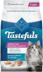 Blue Buffalo Tastefuls Natural Dry Food for Adult Cats, Hairball Control, Chicken & Brown Rice Recipe
