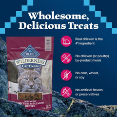 Blue Buffalo Wilderness Grain Free Soft-Moist Cat Treats, Chicken & Salmon