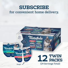 Blue Buffalo Tastefuls Savory Singles Natural Wet Cat Food Cuts in Gravy, Salmon and Tuna Variety Pack