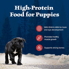 Blue Buffalo Wilderness High-Protein Rocky Mountain Recipe Dry Food for Puppies, Red Meat & Grains