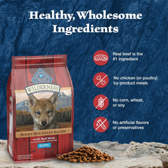 Blue Buffalo Wilderness High-Protein Rocky Mountain Recipe Dry Food for Puppies, Red Meat & Grains