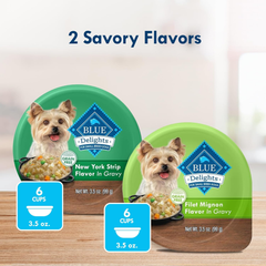 Blue Buffalo Delights Natural Adult Small Breed Wet Dog Food, Variety Pack, Made with Natural Ingredients, Filet Mignon & New York Strip Recipe in Hearty Gravy