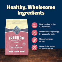 Blue Buffalo Freedom Grain-Free Small Breed Dry Dog Food, Supports High Energy Needs, Made in the USA With Natural Ingredients, Chicken & Potatoes