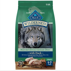 Blue Buffalo Wilderness Natural High-Protein Dry Food for Adult Dogs, with Wholesome Grains, Duck