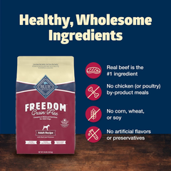 Blue Buffalo Freedom Grain-Free Dry Dog Food, Complete & Balanced Nutrition for Adult Dogs, Made in the USA With Natural Ingredients, Beef & Potatoes