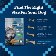 Blue Buffalo Wilderness Trail Treats Wild Bones Large Dental Chews, Grain-Free Dog Bones For Large Dogs Made with Natural Ingredients
