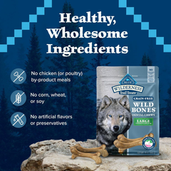 Blue Buffalo Wilderness Trail Treats Wild Bones Large Dental Chews, Grain-Free Dog Bones For Large Dogs Made with Natural Ingredients