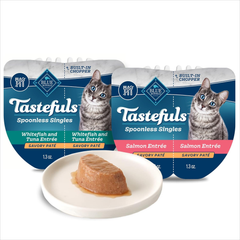 Blue Buffalo Tastefuls Spoonless Singles Variety Pack, Wet Cat Food Paté, 2.6-oz. Twin-Pack Trays, Whitefish/Tuna & Salmon Entreé
