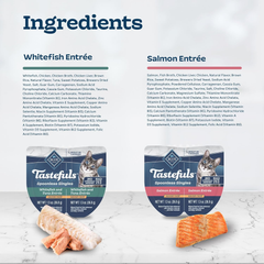 Blue Buffalo Tastefuls Spoonless Singles Variety Pack, Wet Cat Food Paté, 2.6-oz. Twin-Pack Trays, Whitefish/Tuna & Salmon Entreé
