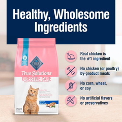 Blue Buffalo True Solutions Digestive Care Natural Dry Cat Food for Adult Cats, Chicken