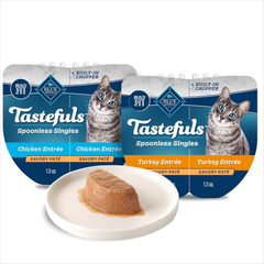 Blue Buffalo Tastefuls Spoonless Singles Variety Pack, Wet Cat Food Paté, 2.6-oz. Twin-Pack Trays, Chicken & Turkey Entreé