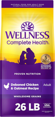 Wellness Complete Health Dry Dog Food, Wholesome Grains, Natural, Chicken & Oatmeal Recipe