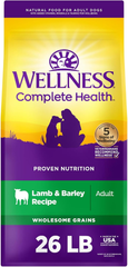 Wellness Complete Health Dry Dog Food, Wholesome Grains, Natural, Lamb & Barley Recipe