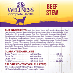 Wellness Complete Health Thick & Chunky Natural Grain Free Canned Wet Dog Food, Beef Stew