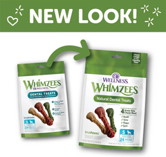 Whimzees Wellness Brushzees Dog Dental Treats, Natural Chews, Small Size Stick