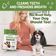 Wellness WHIMZEES Brushzees Dog Dental Treats, Natural Chews, Extra Small Size Stick
