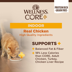 Wellness CORE+ Indoor Pate Adult Wet Cat Food, Natural, Protein-Rich, Grain Free (Chicken & Chicken Liver)