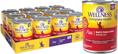 Wellness Complete Health Pate Adult Wet Cat Food, Natural, Protein-Rich, Grain Free (Beef & Chicken)