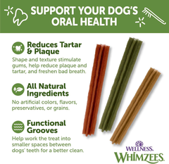 Whimzees Wellness Stix Dog Dental Treats, Natural Chews, Medium Size Stick