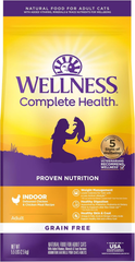 Wellness Complete Health Adult Dry Cat Food for Indoor Cats, Grain Free, Natural, Chicken & Chicken Meal
