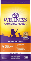 Wellness Complete Health Adult Dry Cat Food for Indoor and Outdoor Cats, Grain Free, Natural, Chicken & Chicken Meal
