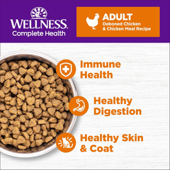 Wellness Complete Health Adult Dry Cat Food for Indoor and Outdoor Cats, Grain Free, Natural, Chicken & Chicken Meal