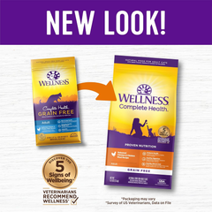 Wellness Complete Health Adult Dry Cat Food for Indoor and Outdoor Cats, Grain Free, Natural, Chicken & Chicken Meal