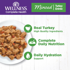 Wellness Complete Health Minced Adult Wet Cat Food, Natural, Protein-Rich, Grain Free