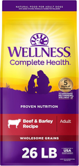Wellness Complete Health Dry Dog Food, Wholesome Grains, Natural, Beef & Barley Recipe