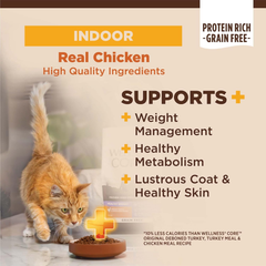 Wellness CORE+ Grain-Free High Protein Adult Dry Cat Food, Chicken, Turkey & Chicken Meal Indoor Formula Dry Cat Food