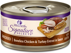 Wellness CORE Signature Selects Shredded Adult Wet Cat Food, Natural, Protein-Rich, Grain Free (Chicken & Turkey)