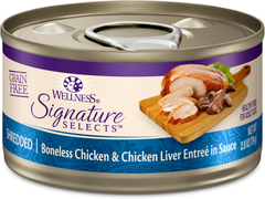 Wellness CORE Signature Selects Shredded Adult Wet Cat Food, Natural, Protein-Rich, Grain Free (Chicken & Chicken Liver)