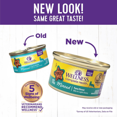 Wellness Complete Health Minced Adult Wet Cat Food, Natural, Protein-Rich, Grain Free(Tuna Entrée)