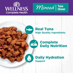 Wellness Complete Health Minced Adult Wet Cat Food, Natural, Protein-Rich, Grain Free(Tuna Entrée)