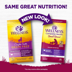 Wellness Complete Health Dry Dog Food, Small Breed, Grain Free, Natural, Turkey, Chicken, & Salmon Recipe