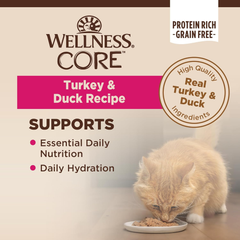 Wellness CORE Pate Adult Wet Cat Food, Natural, Protein-Rich, Grain Free (Turkey & Duck)