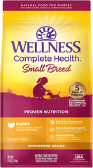 Wellness Complete Health Small Breed Dry Dog Food with Grains, Natural Ingredients, Made in USA with Real Turkey, For Dogs Up to 25 lbs. (Puppy, Turkey, Salmon & Oatmeal)