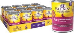 Wellness Complete Health Pate Adult Wet Cat Food, Natural, Protein-Rich, Grain Free (Chicken & Lobster)