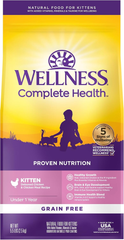 Wellness Complete Health Kitten Dry Cat Food for Indoor and Outdoor Cats, Grain Free, Natural, Chicken & Chicken Meal