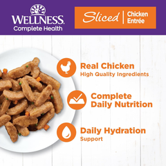 Wellness Complete Health Sliced Adult Wet Cat Food, Natural, Protein-Rich, Grain Free (Chicken Entrée)
