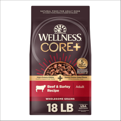 Wellness CORE+ (Formerly RawRev) Dry Dog Food with Freeze Dried Pieces, Wholesome Grains, High Protein, Natural, Beef & Barley Recipe