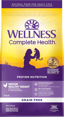 Wellness Complete Health Adult Dry Cat Food for Indoor Cats, Grain Free, Natural, Healthy Weight Chicken & Turkey Meal