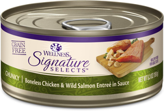 Wellness CORE Signature Selects Chunky Adult Wet Cat Food, Natural, Protein-Rich, Grain Free (Chicken & Salmon)